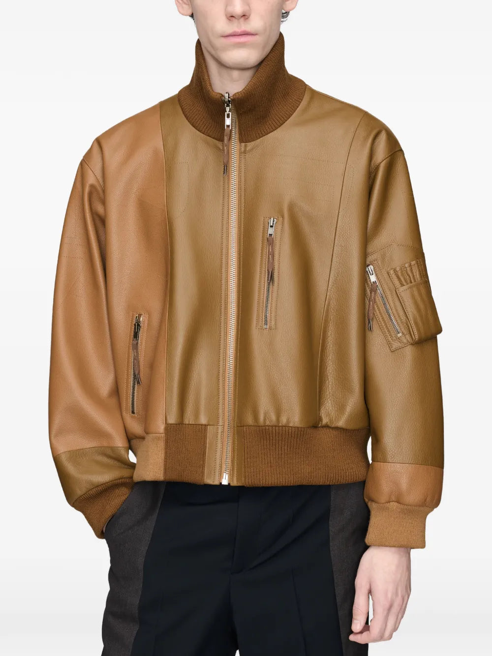 Maison Margiela chamarra bomber de piel - Marrón - imagen 3