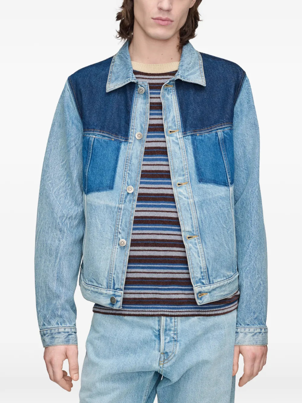 Maison Margiela chamarra de mezclilla con diseño patchwork - Azul - imagen 3