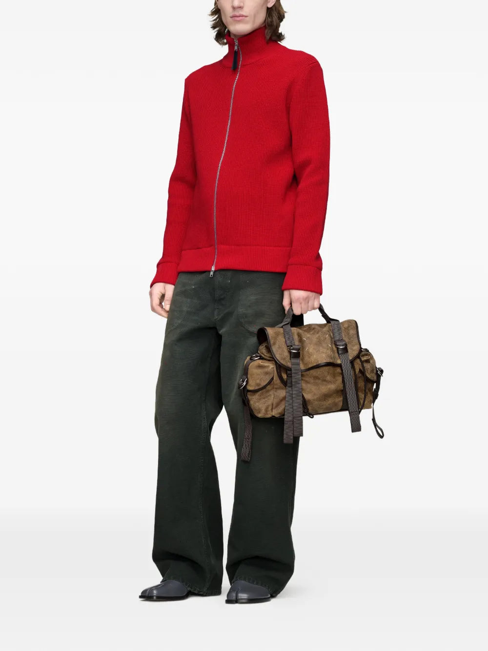 Maison Margiela sudadera de canalé con cierre - Rojo - imagen 2