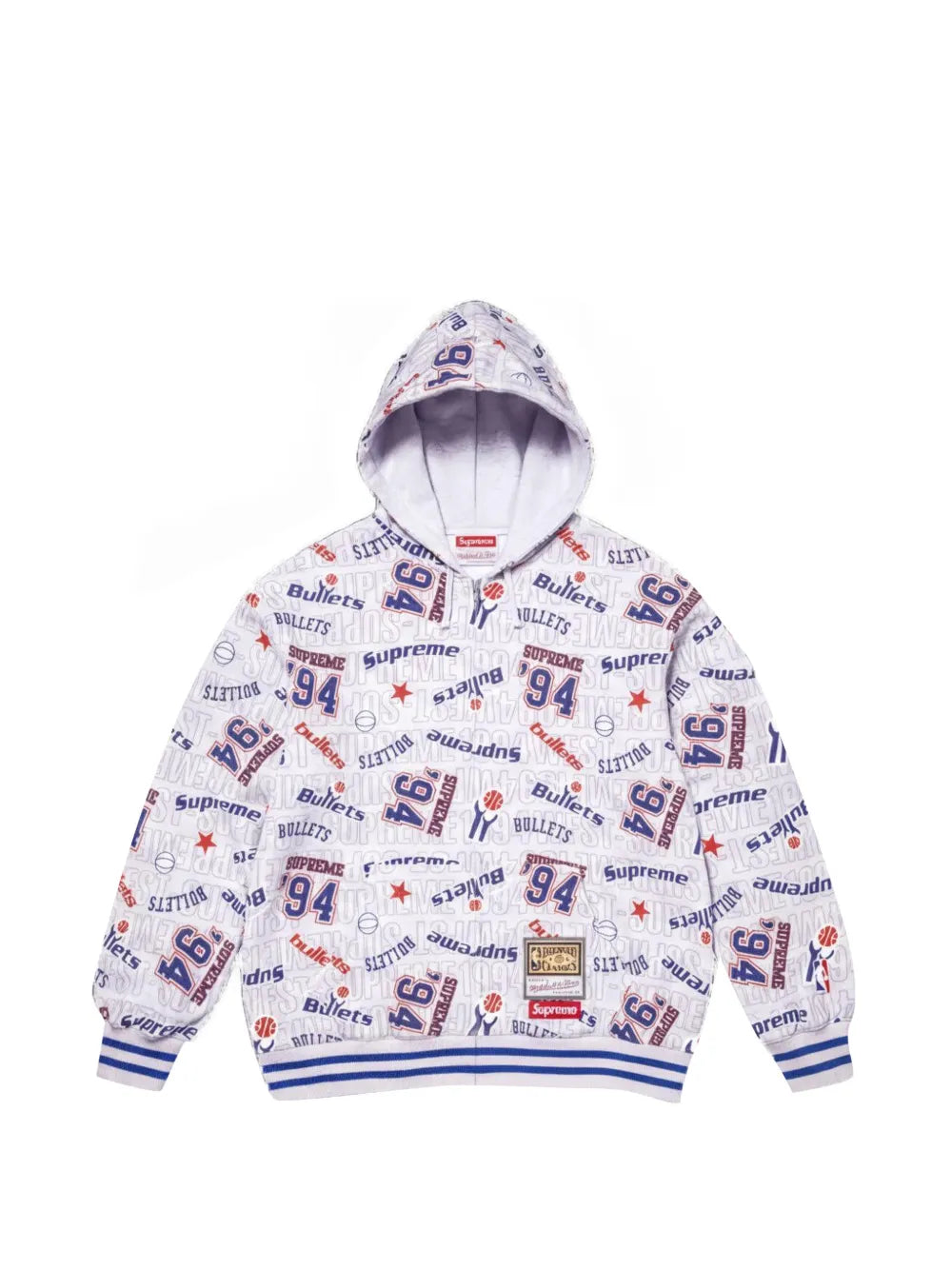 Supreme x Mitchell & Ness NBA logo-print zip-up hoodie - Gris - imagen 1