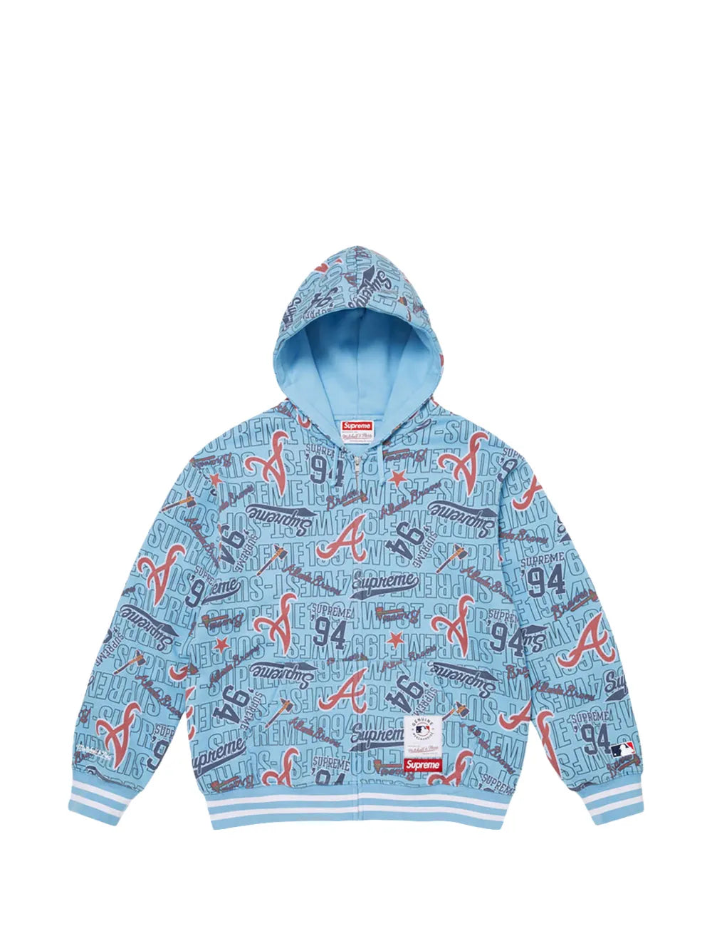 Supreme hoodie con logo estampado en colaboración con Mitchell & Ness - Azul - imagen 1