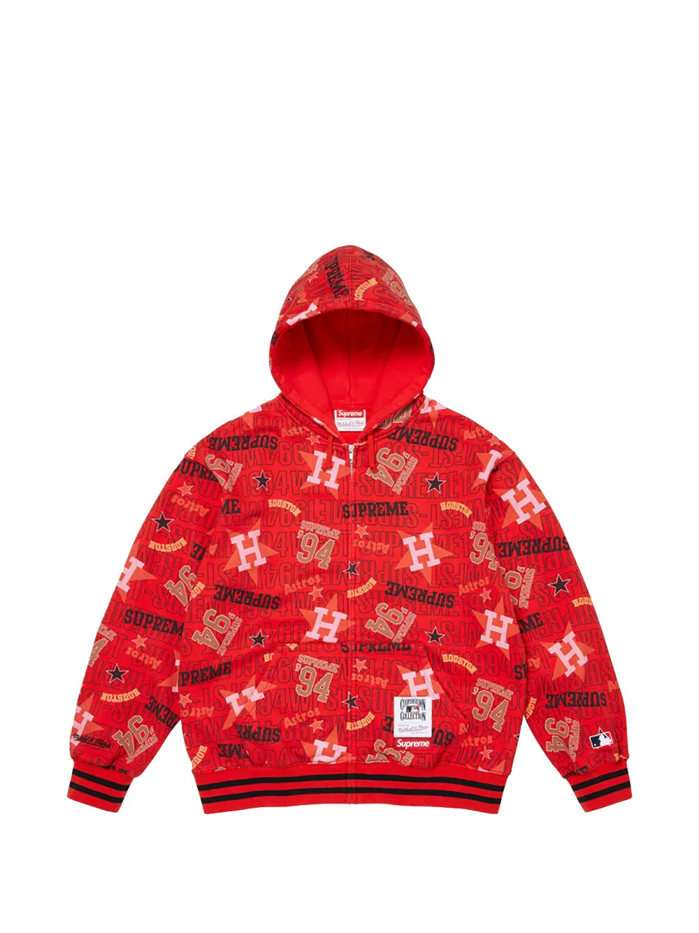 Supreme hoodie con logo estampado en colaboración con Mitchell & Ness - Rojo - imagen 1