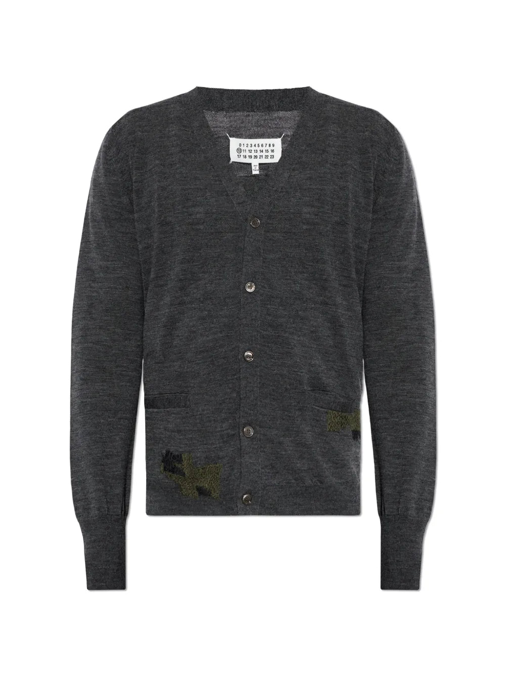 Maison Margiela cárdigan con parche bordado y cuello en V - Gris - imagen 1