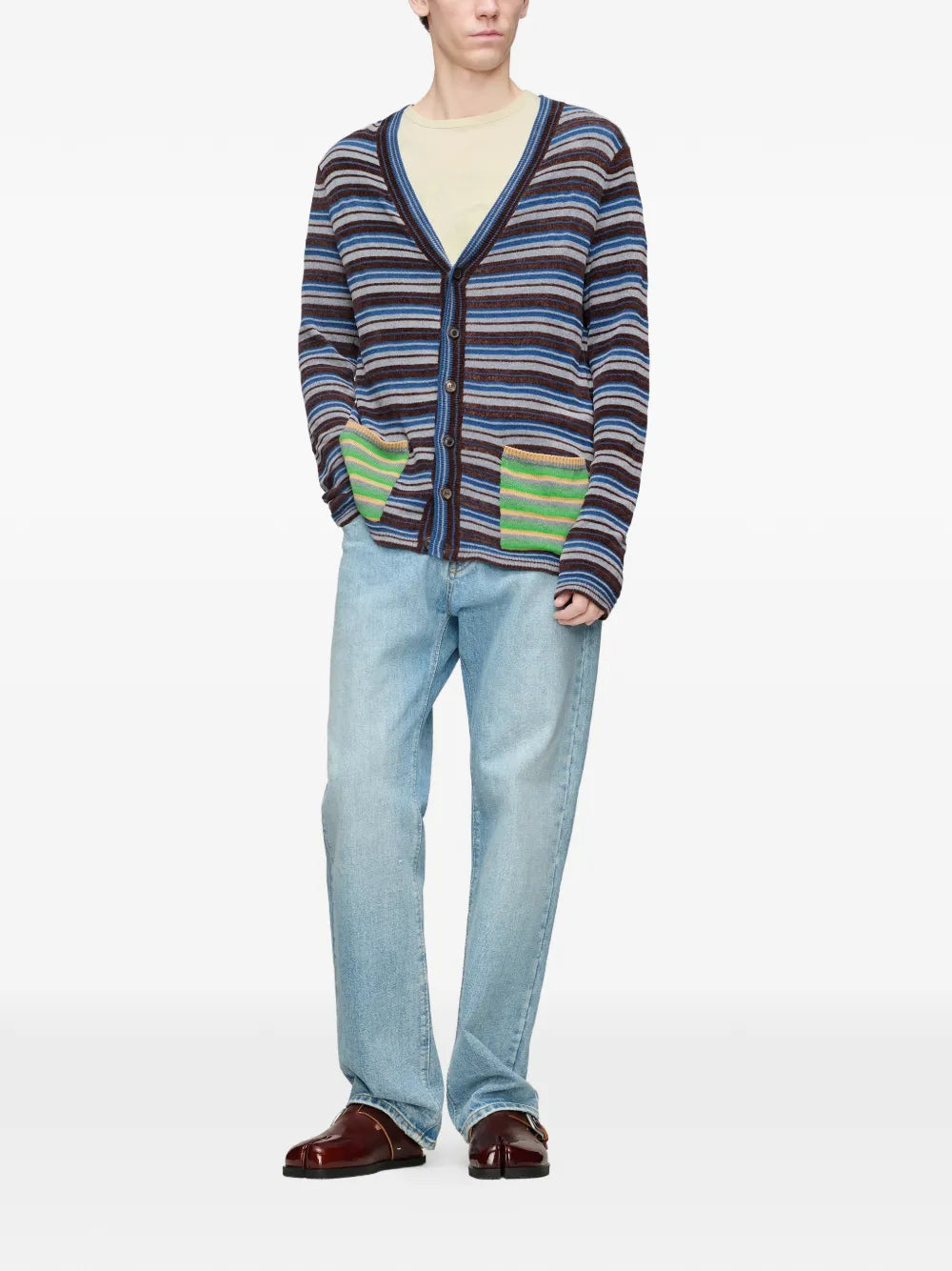 Maison Margiela cárdigan con motivo de rayas - Azul - imagen 2