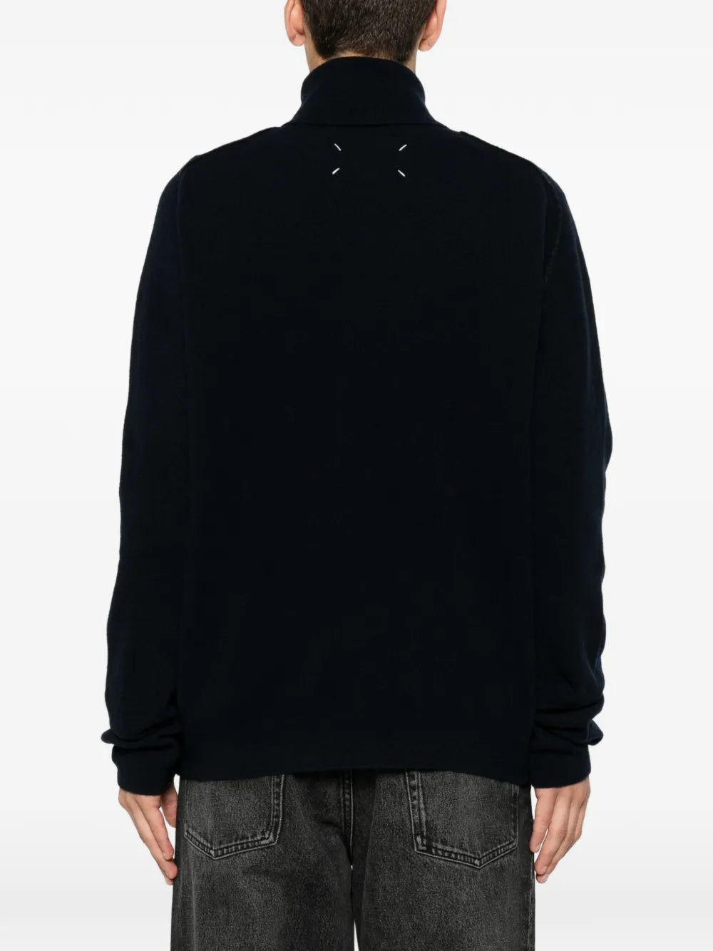 Maison Margiela suéter con bordes sin rematar y cuello alto - Azul - imagen 4