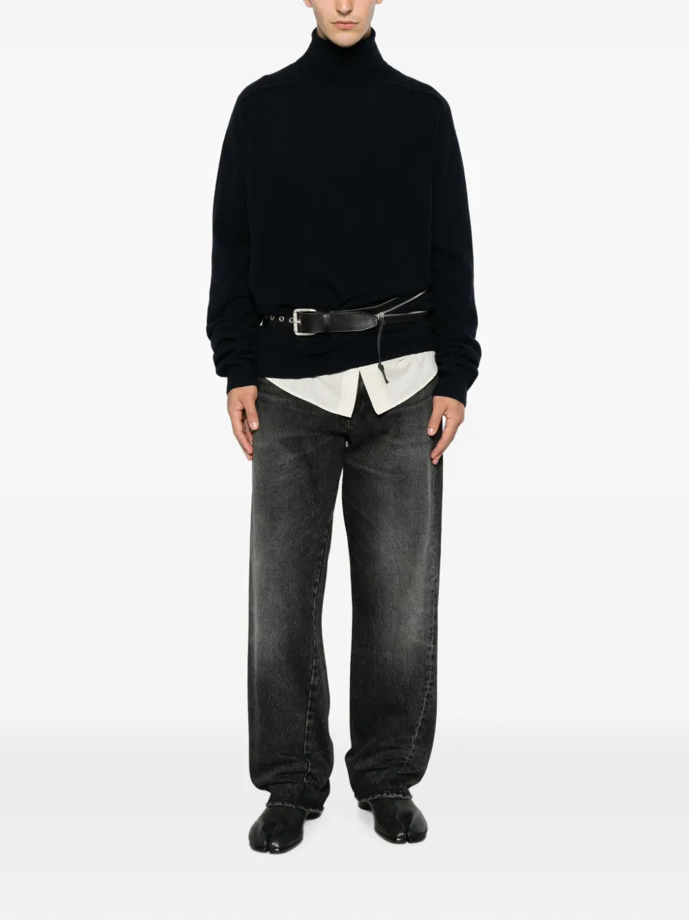 Maison Margiela suéter con bordes sin rematar y cuello alto - Azul - imagen 2