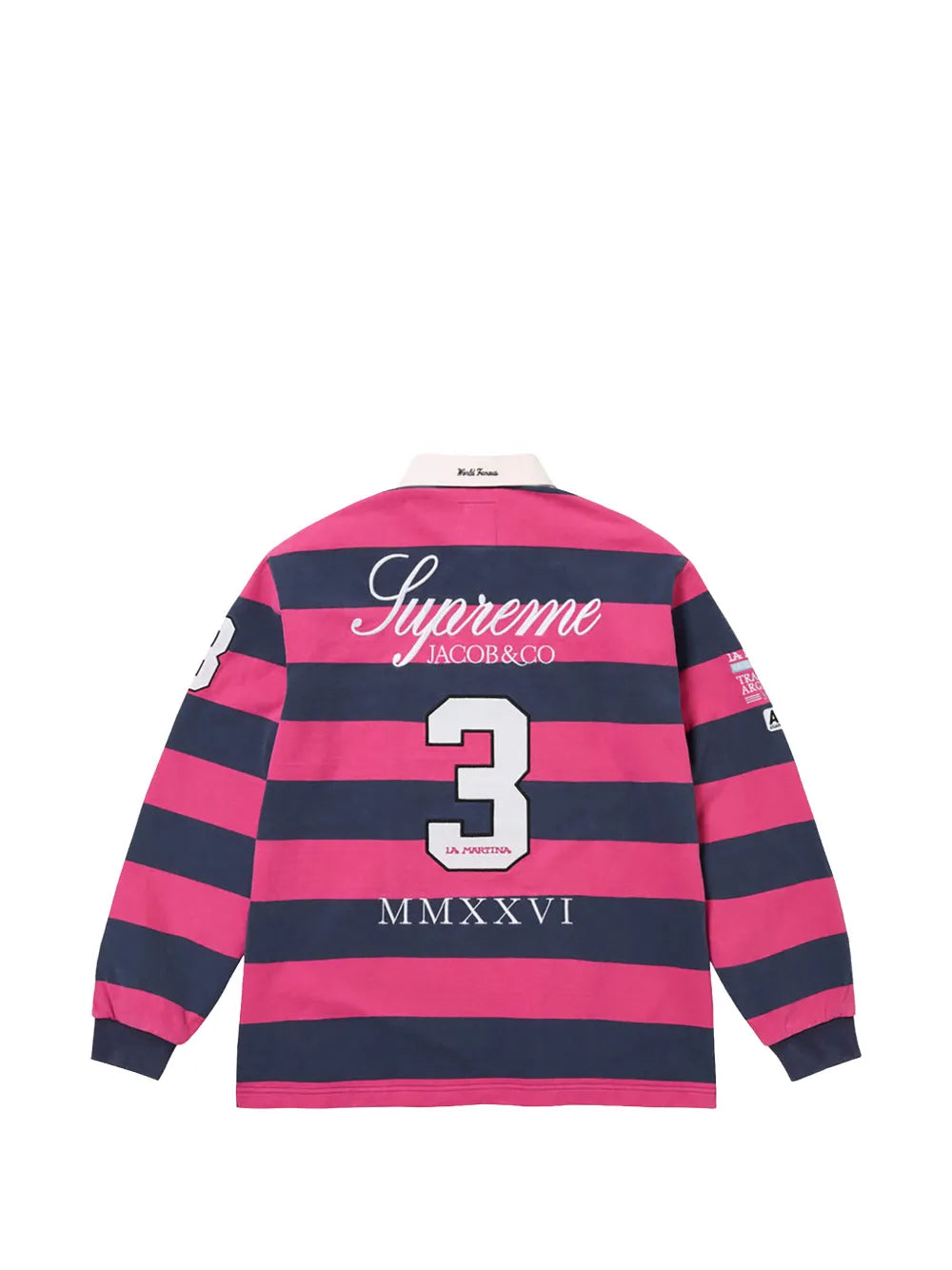 Supreme La Martina striped logo-embroidered rugby shirt - Rosado - imagen 2
