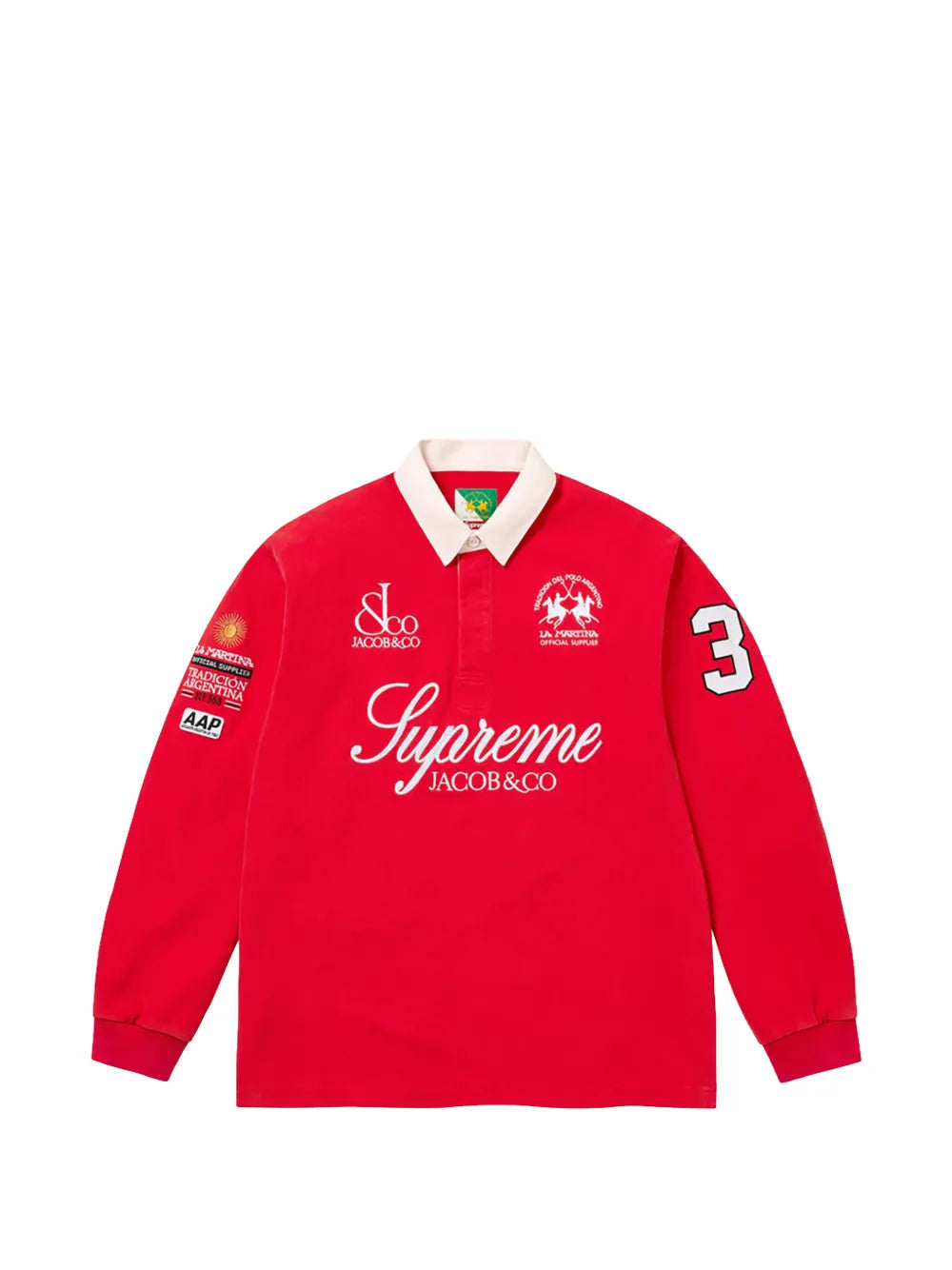 Supreme La Martina logo-print long-sleeve polo shirt - Rojo - imagen 1