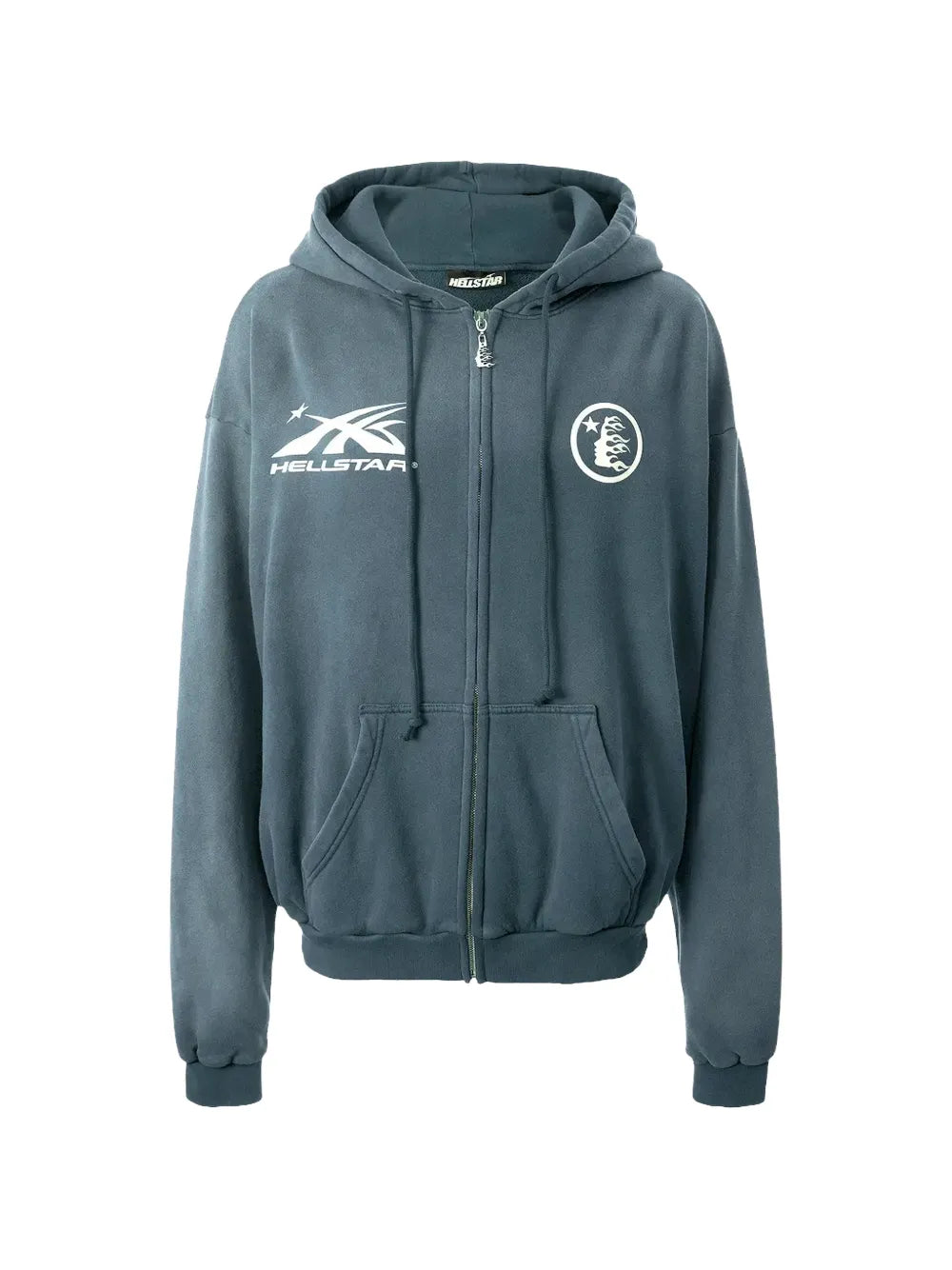 HELLSTAR hoodie con cierre y logo estampado azul | Farfetch 37051565
