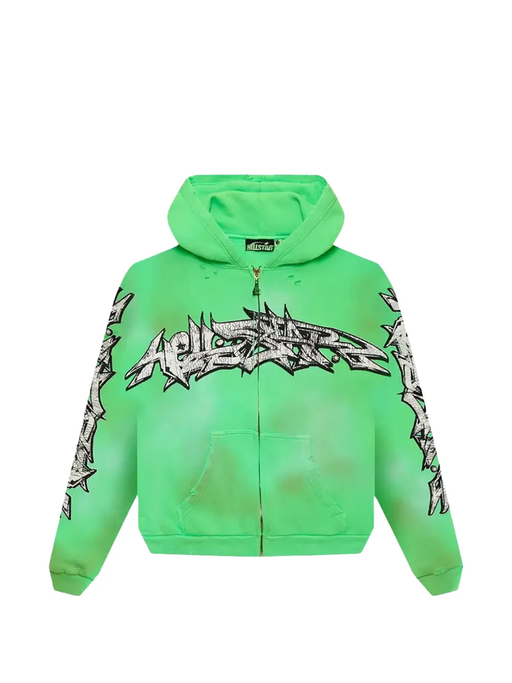 HELLSTAR hoodie con estampado de grafiti y cierre verde | Farfetch 37053490
