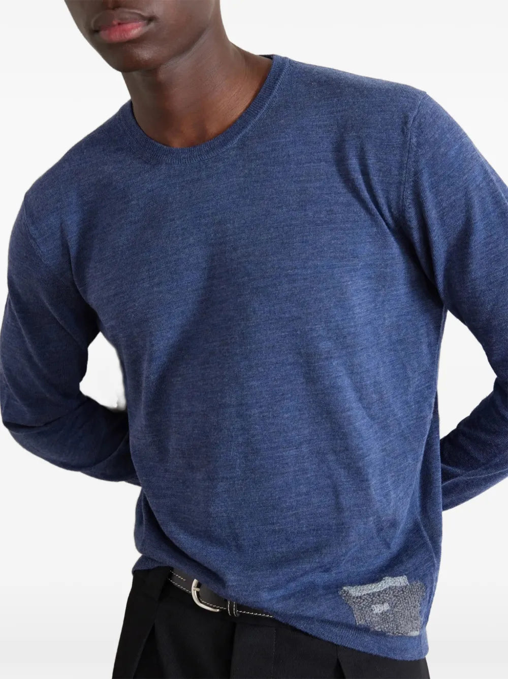 Maison Margiela suéter con detalle de parche - Azul - imagen 2