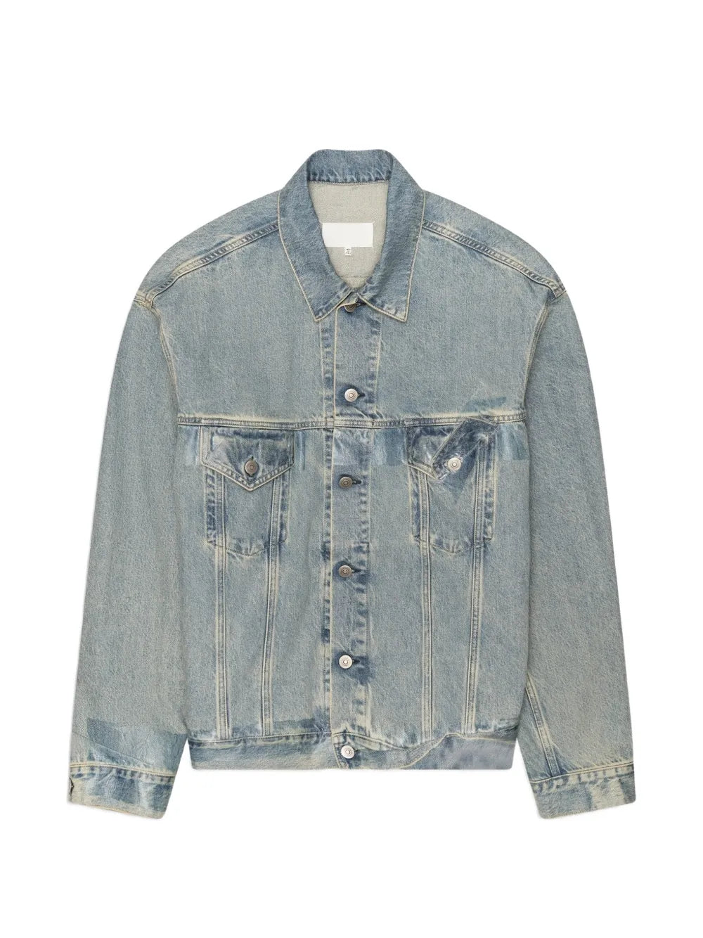 Maison Margiela chamarra de mezclilla con franja - Azul - imagen 1