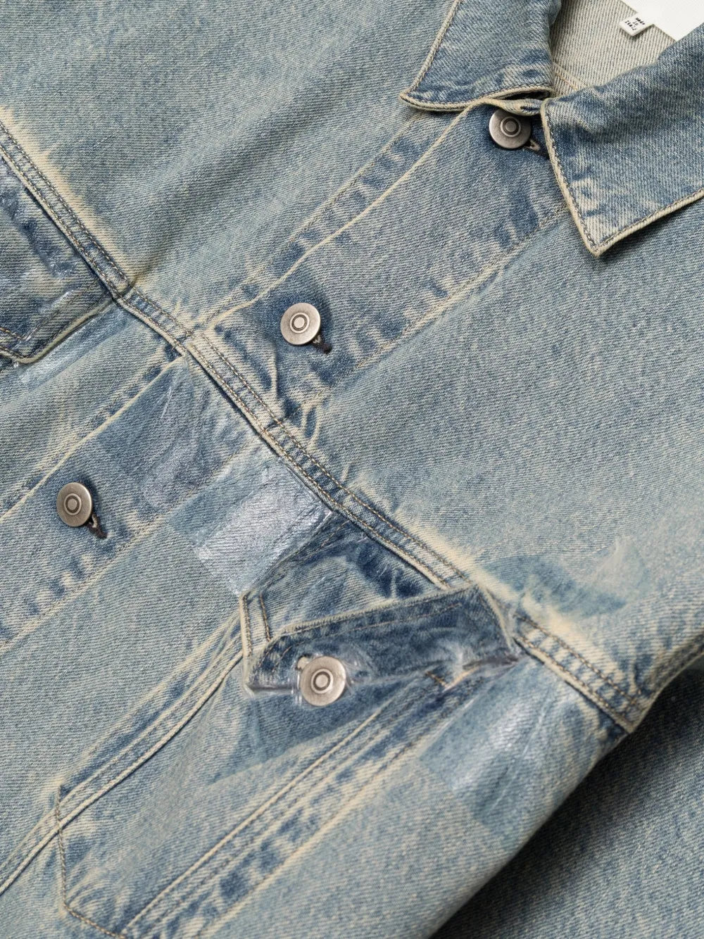 Maison Margiela chamarra de mezclilla con franja - Azul - imagen 3