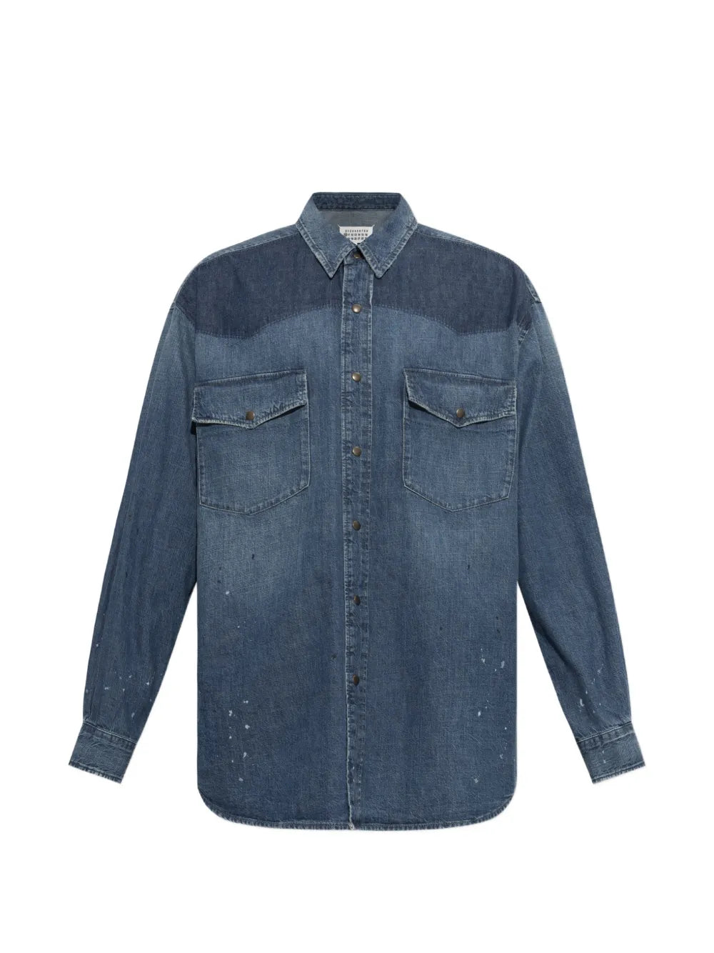 Maison Margiela camisa de mezclilla estilo western con salpicaduras de pintura estampadas - Azul - imagen 1