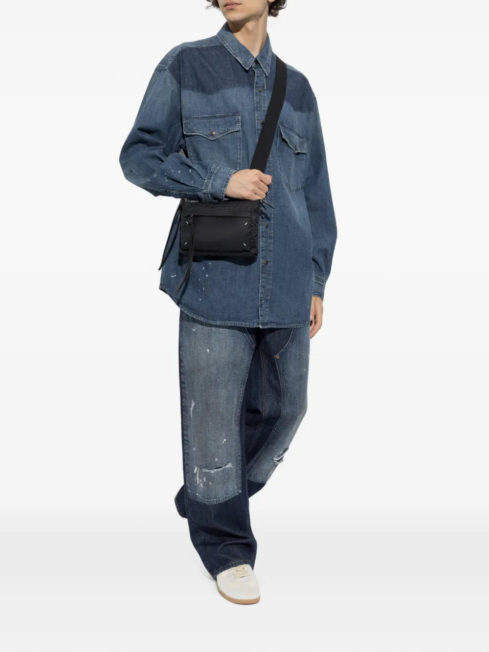 Maison Margiela camisa de mezclilla estilo western con salpicaduras de pintura estampadas - Azul - imagen 2