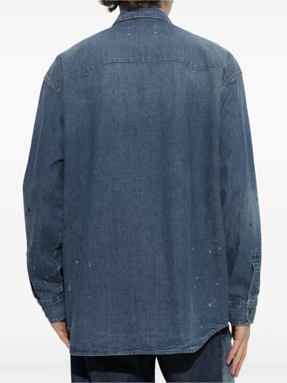 Maison Margiela camisa de mezclilla estilo western con salpicaduras de pintura estampadas - Azul - imagen 4