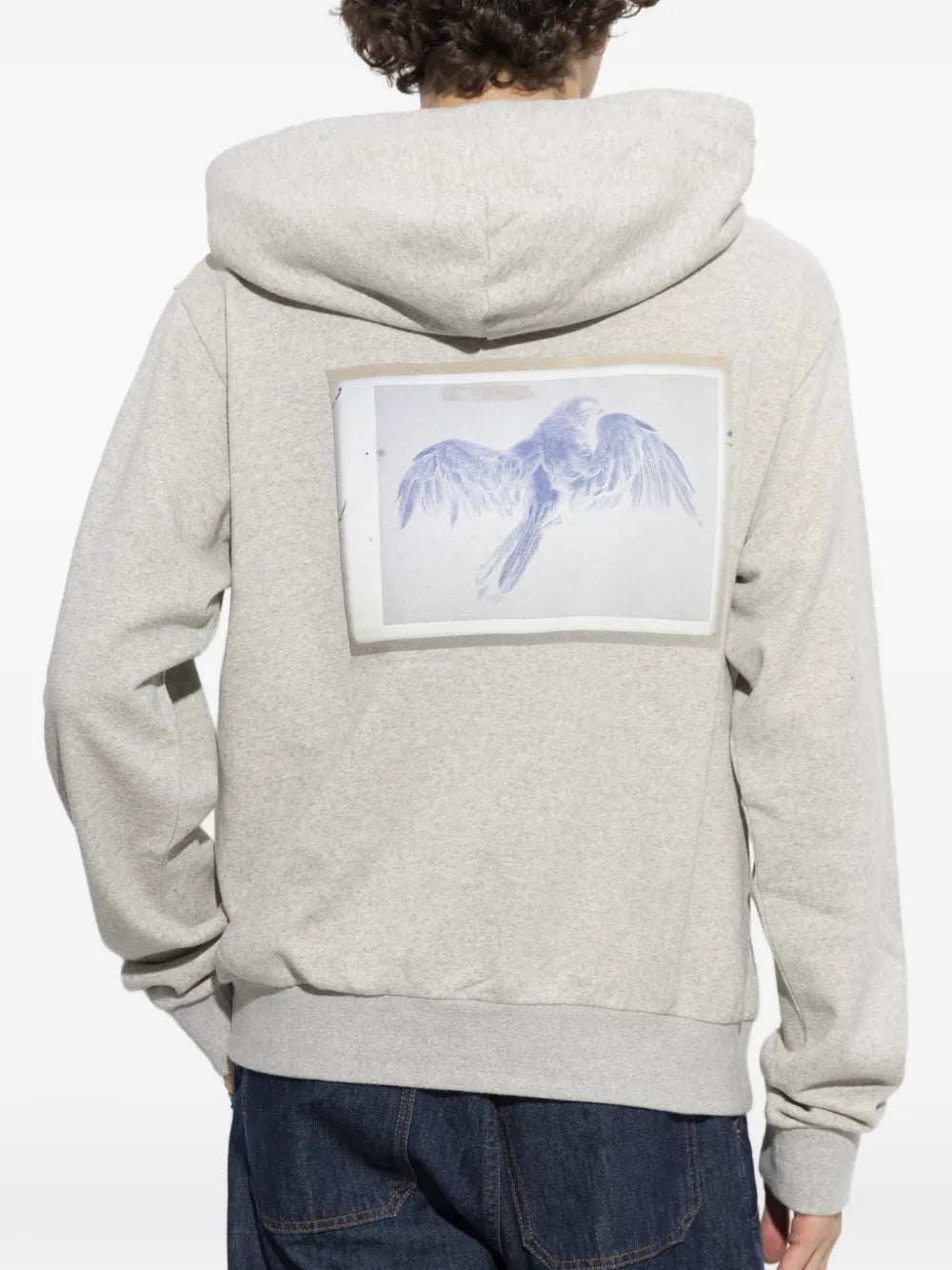 Maison Margiela hoodie con pájaros estampados y cordones - Gris - imagen 4