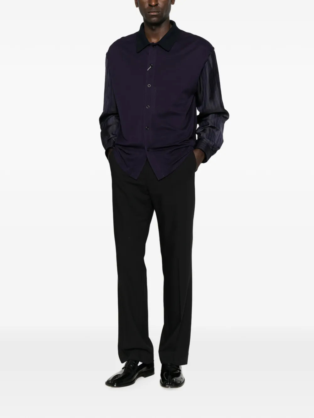 Maison Margiela camisa con rayas diplomáticas estampadas - Azul - imagen 2