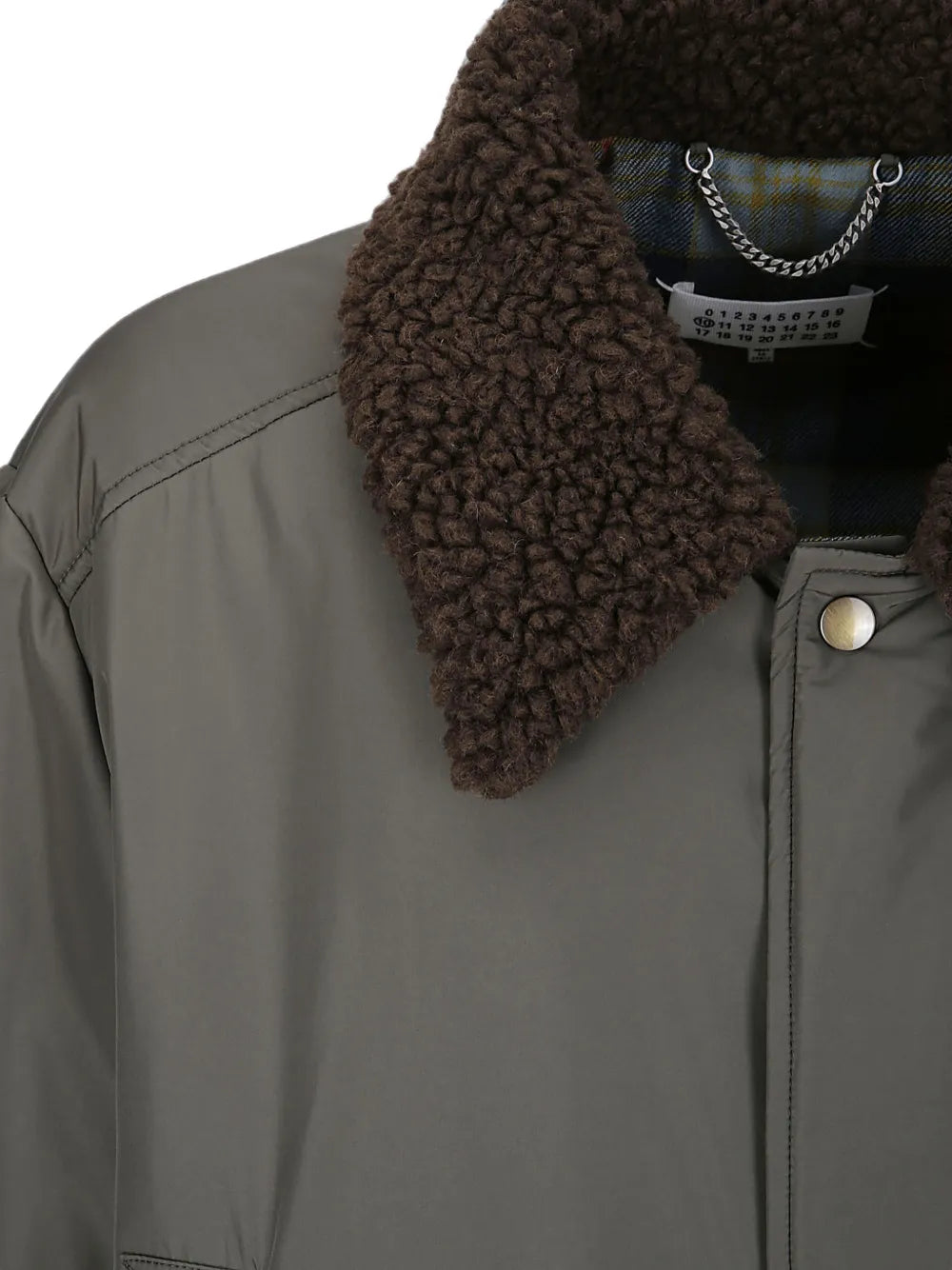 Maison Margiela chamarra de caza con cuello de lana - Gris - imagen 3