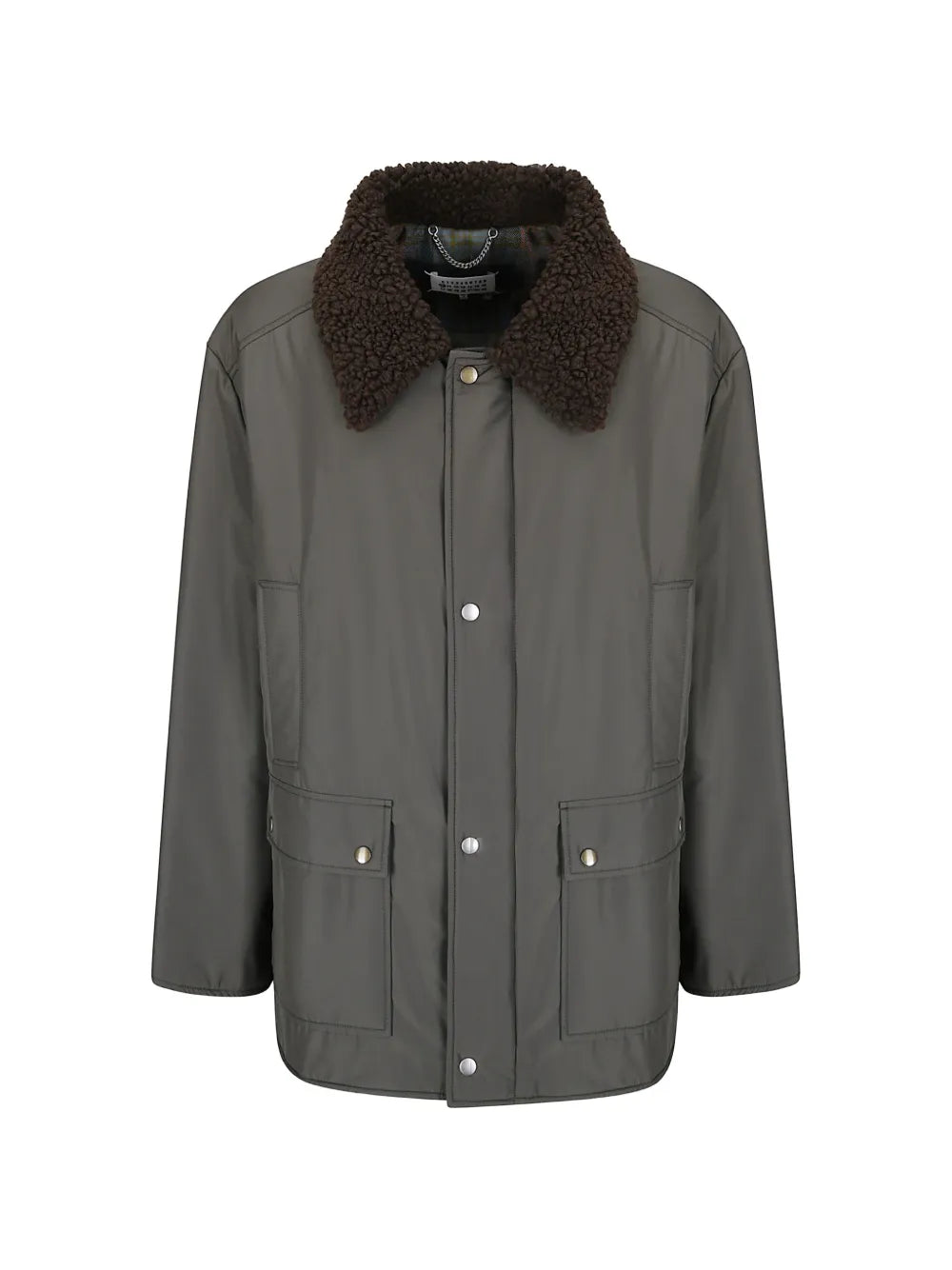 Maison Margiela chamarra de caza con cuello de lana - Gris - imagen 1