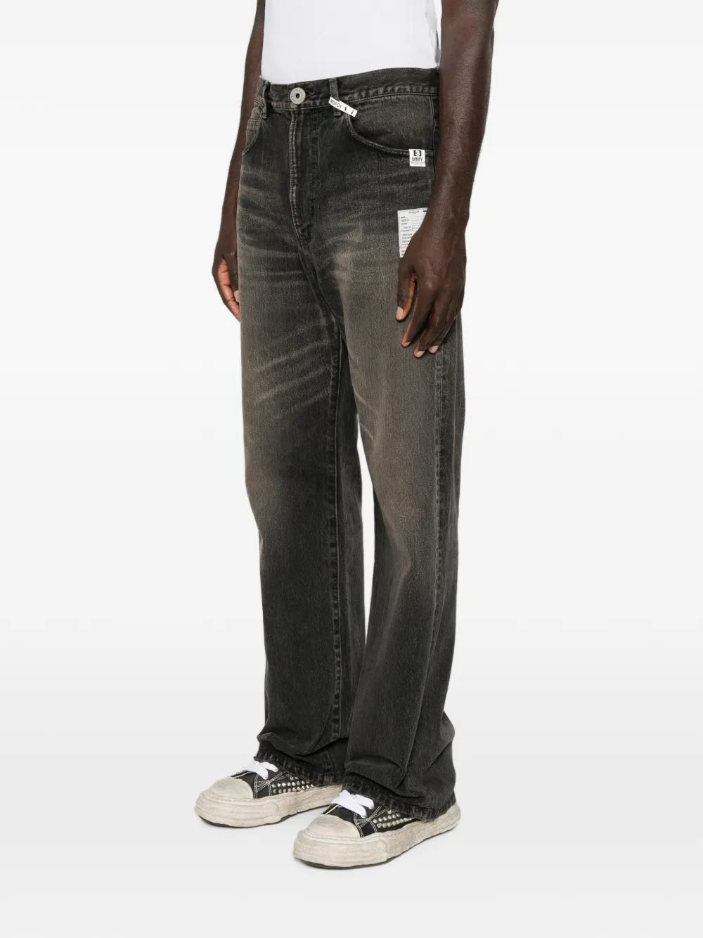 Maison MIHARA YASUHIRO jeans con detalle de parche - negro