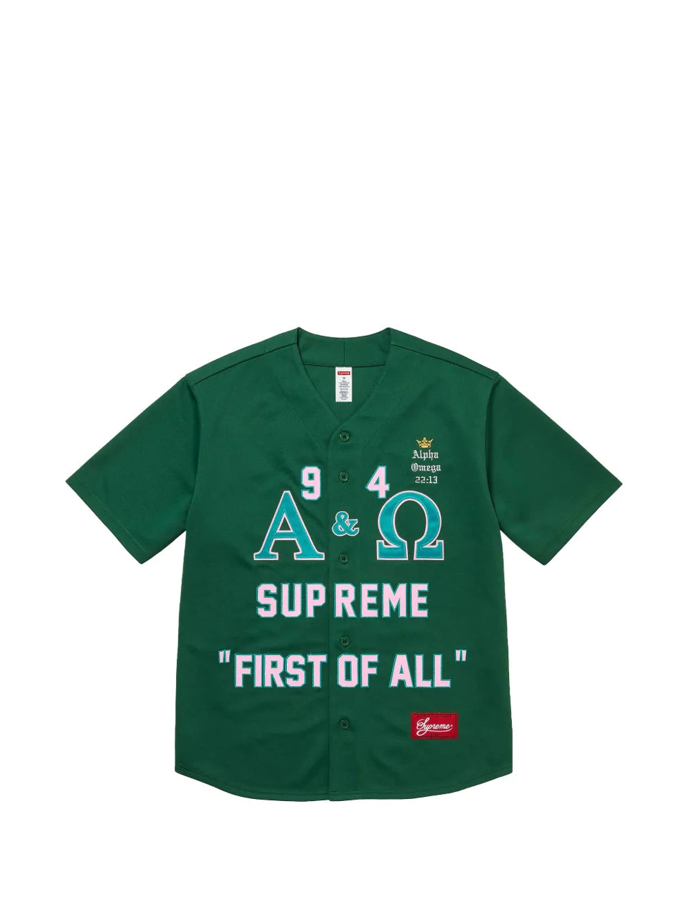 Supreme jersey de béisbol Alpha Omega - Verde - imagen 1