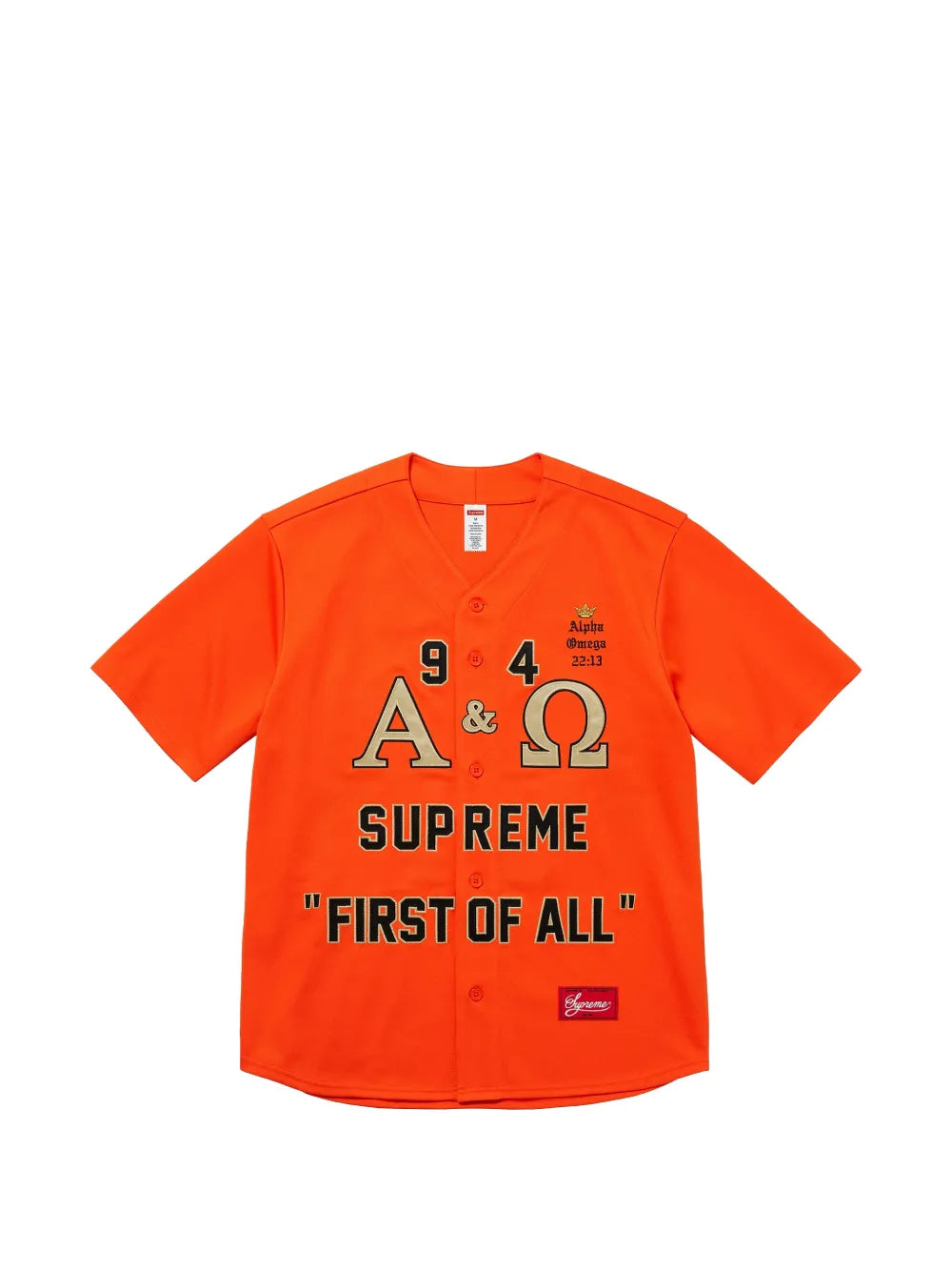 Supreme jersey de béisbol Alpha Omega - Naranja - imagen 1