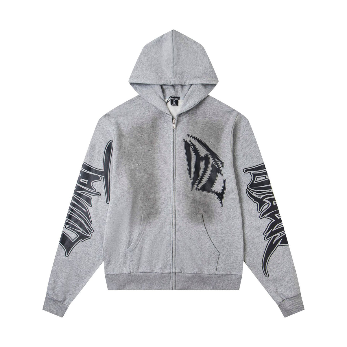 MIXED EMOTION Symbol Zip-Up Hoodie – Minimal Grey Emotional Streetwear