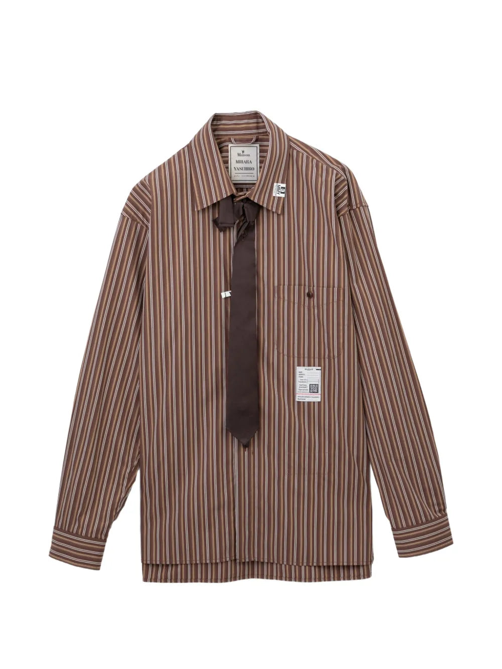 Maison MIHARA YASUHIRO camisa con rayas verticales - marrón