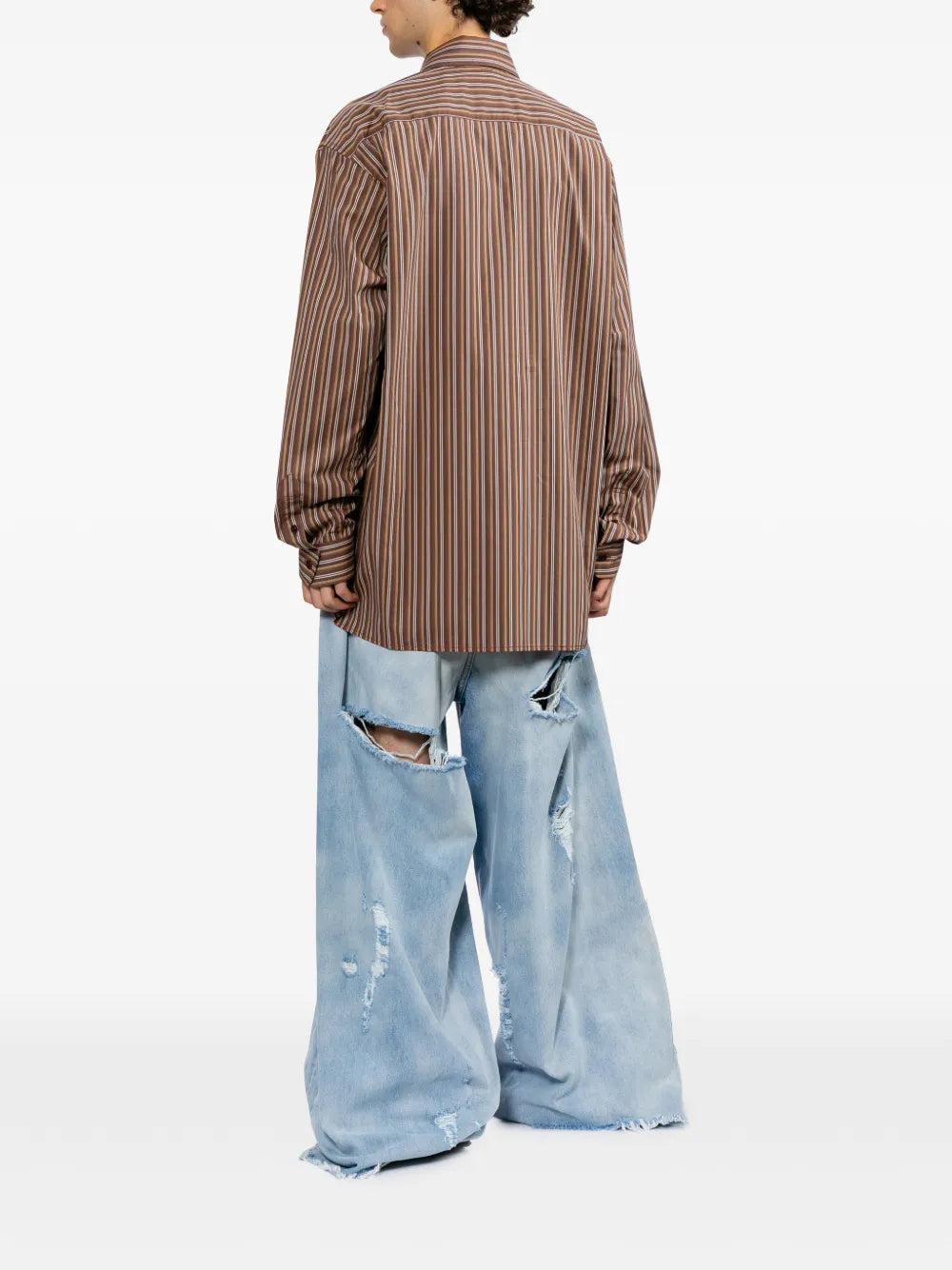 Maison MIHARA YASUHIRO camisa con rayas verticales - marrón