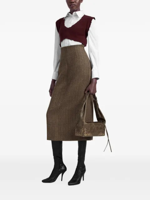 Maison Margiela falda de lana virgen con motivo de espiga - imagen 2