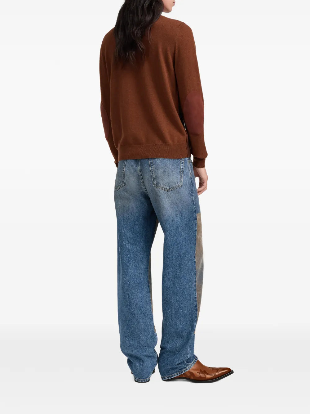 Maison Margiela suéter con cuello redondo y diseño de dos tonos - Marrón - imagen 4