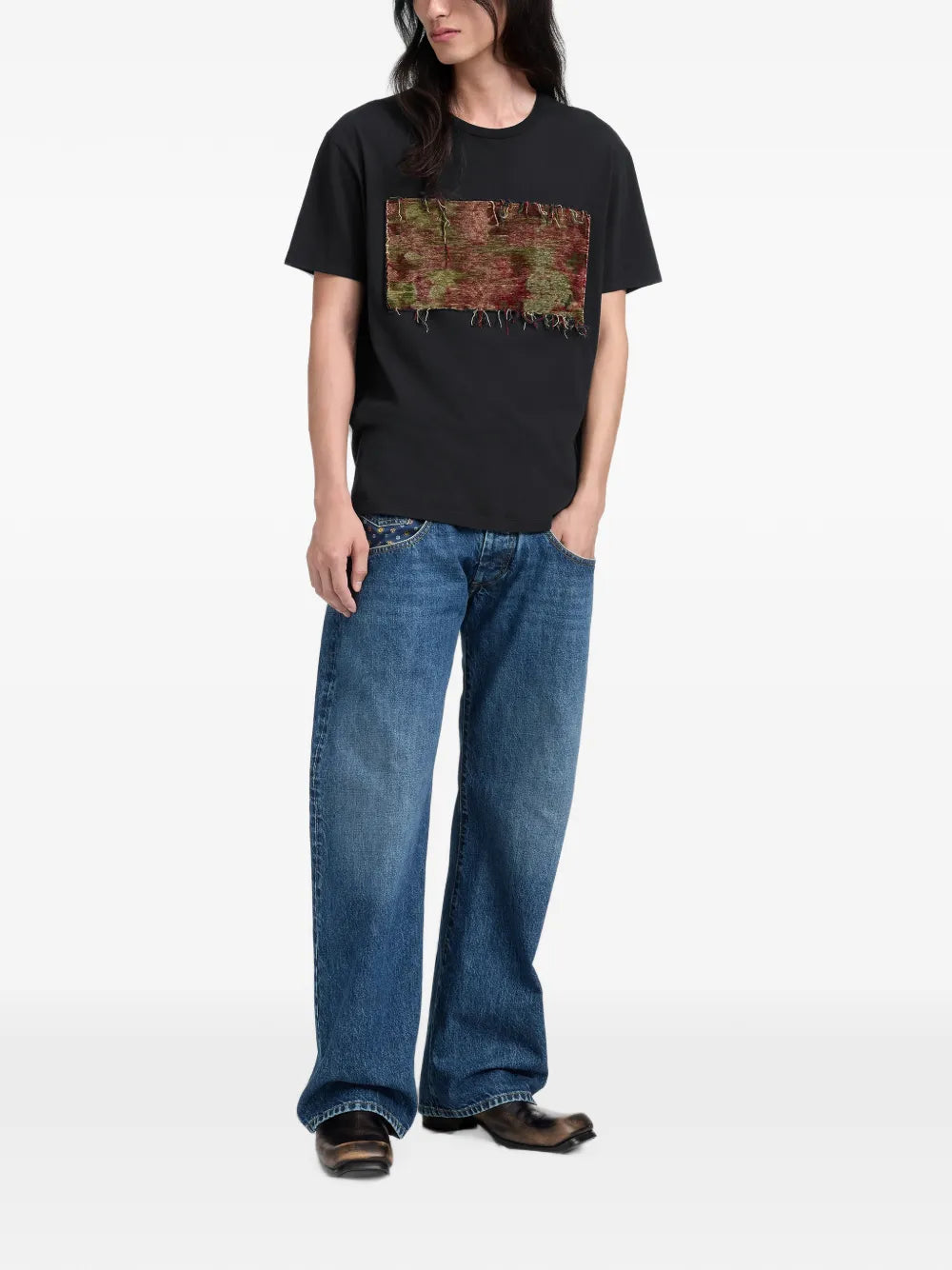 Maison Margiela playera con parche de tapiz - Negro - imagen 2