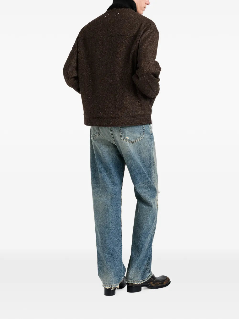 Maison Margiela chamarra bomber con motivo pied de poule y cierre - Marrón - imagen 4