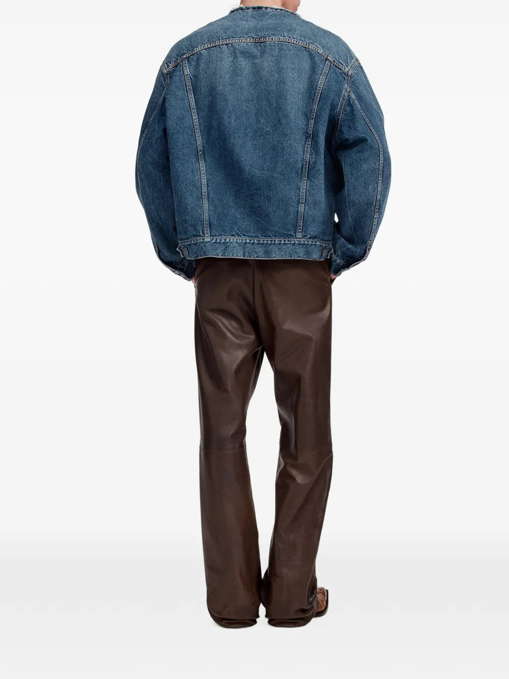 Maison Margiela chamarra con efecto envejecido y cuello en V - Azul - imagen 4