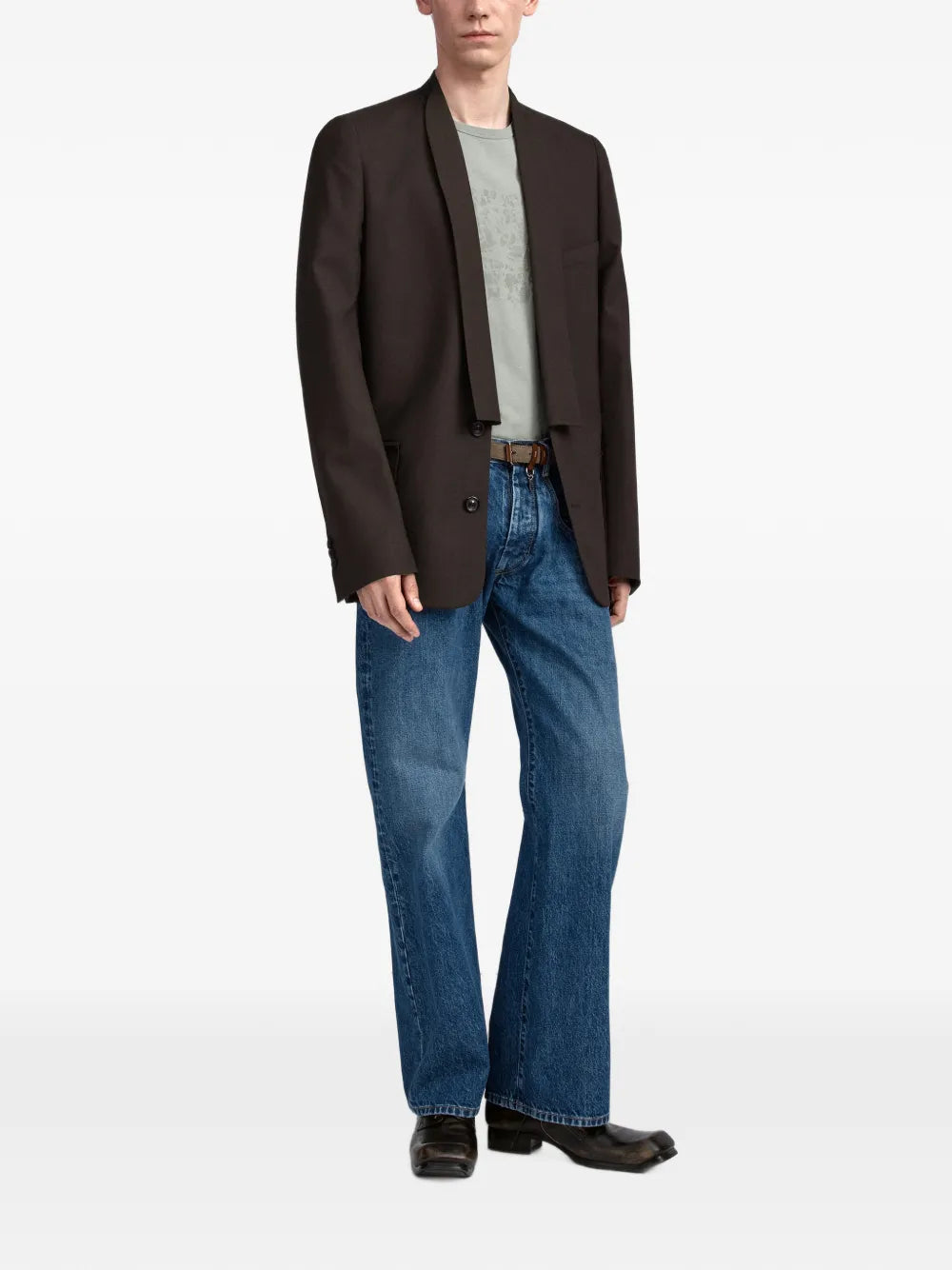 Maison Margiela blazer con cuello minimalista - Marrón - imagen 2
