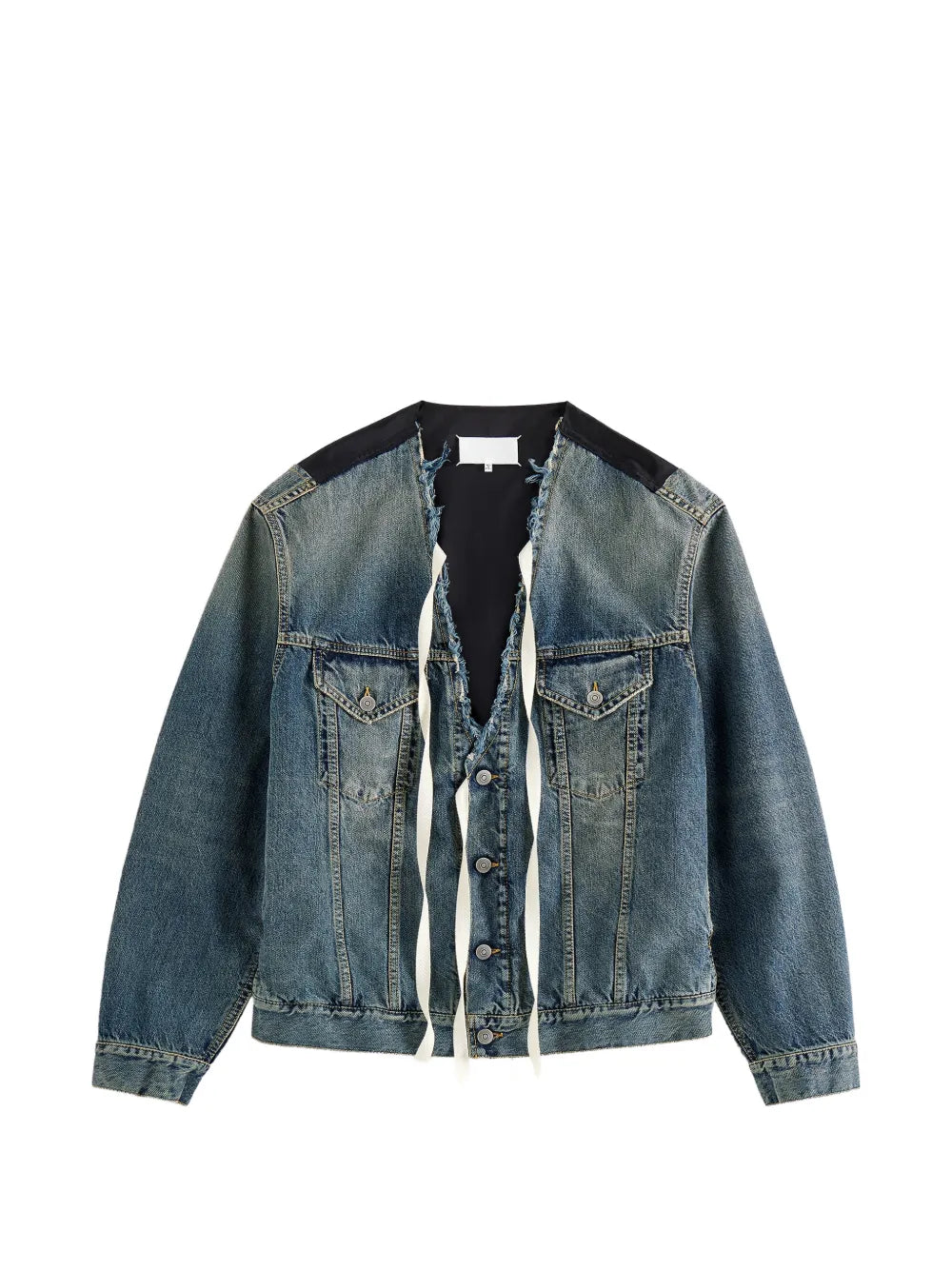 Maison Margiela chamarra de mezclilla con doble material - Azul - imagen 1