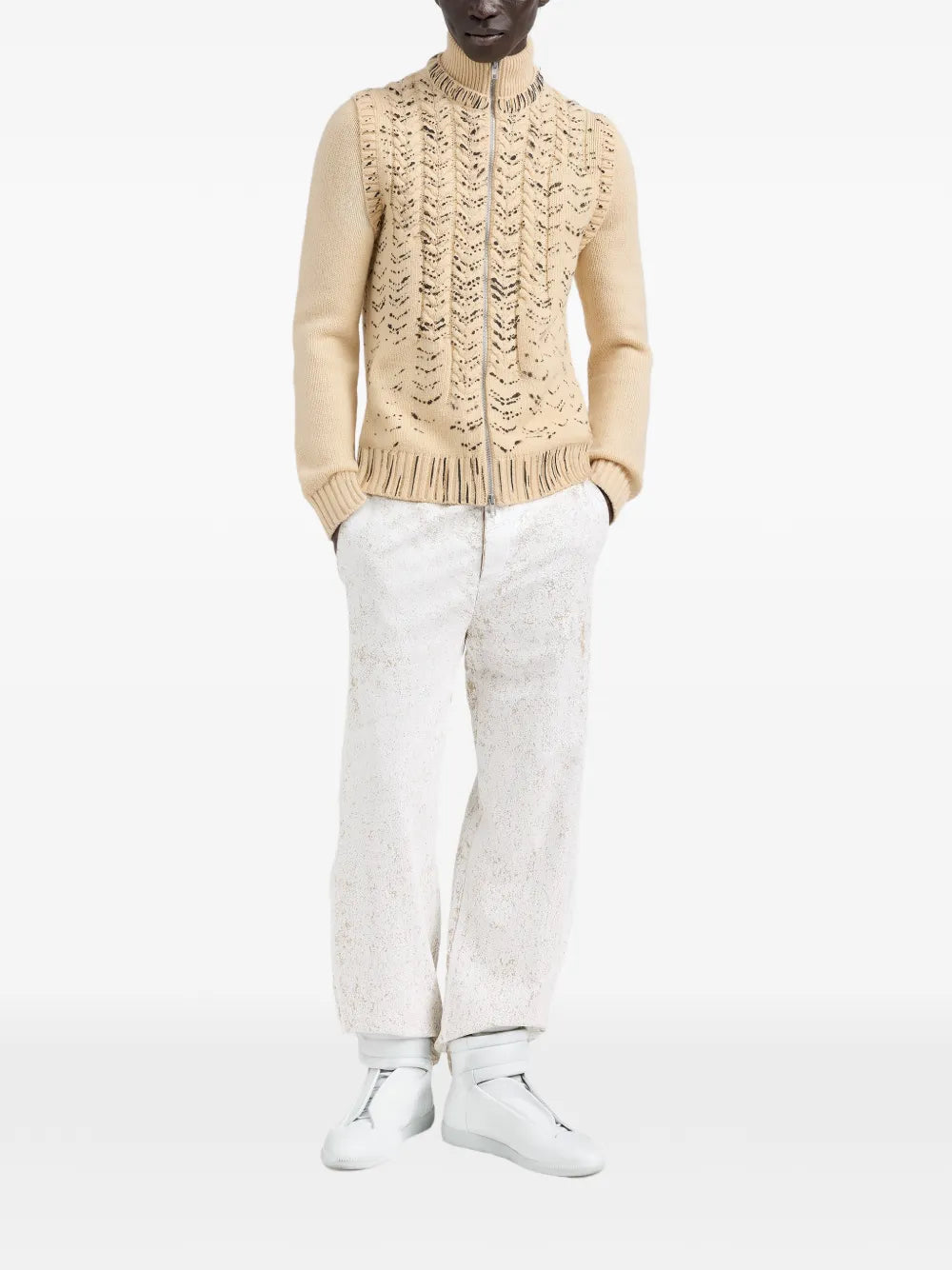 Maison Margiela cárdigan con estampado de tinta y cierre - Neutro - imagen 2