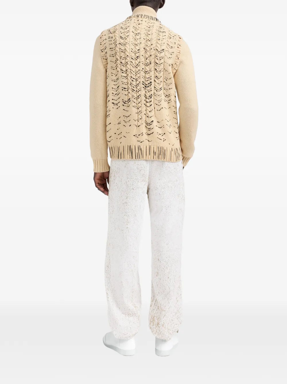 Maison Margiela cárdigan con estampado de tinta y cierre - Neutro - imagen 4