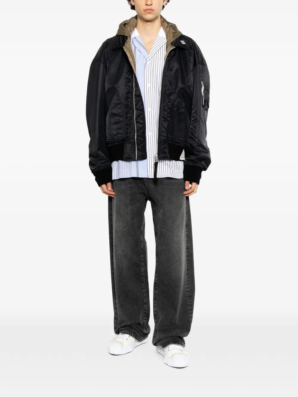 Maison MIHARA YASUHIRO chamarra bomber con capucha a capas - negro