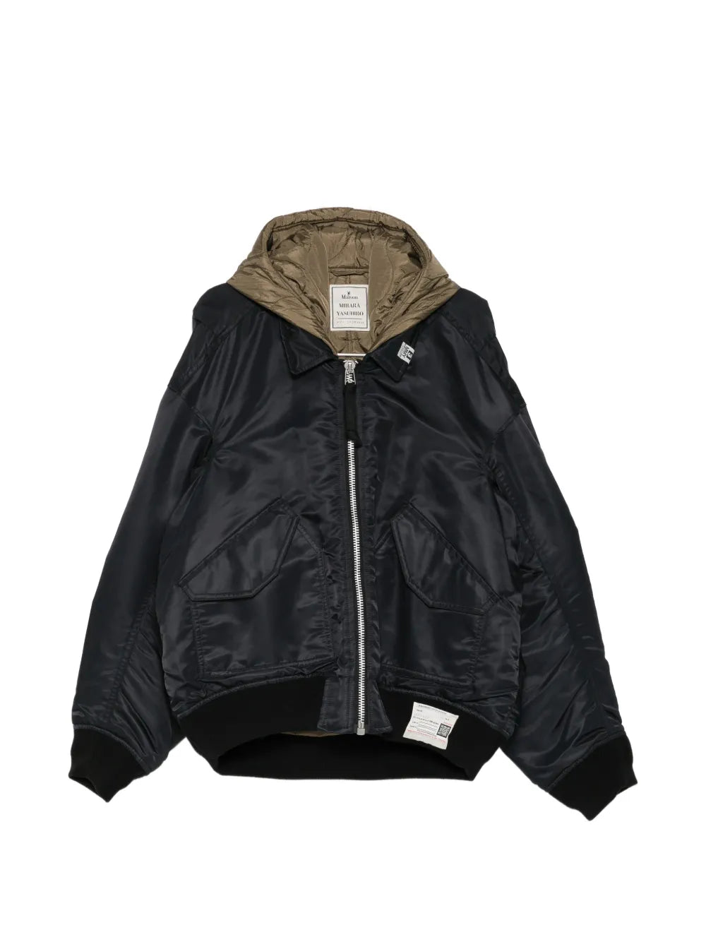 Maison MIHARA YASUHIRO chamarra bomber con capucha a capas - negro