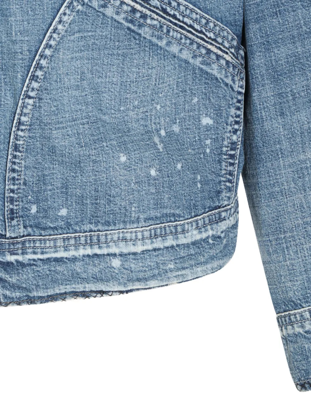 Maison Margiela chamarra de mezclilla con salpicaduras de pintura - Azul - imagen 3