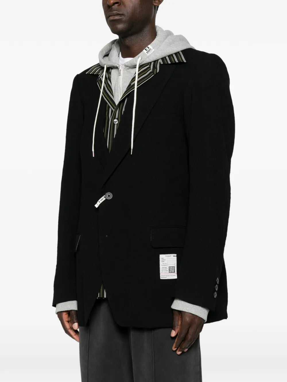 Maison MIHARA YASUHIRO chamarra con diseño a capas y detalle de capucha - negro