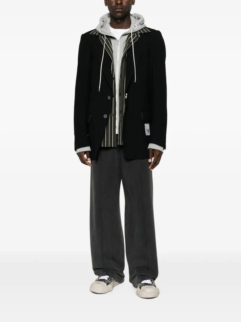 Maison MIHARA YASUHIRO chamarra con diseño a capas y detalle de capucha - negro