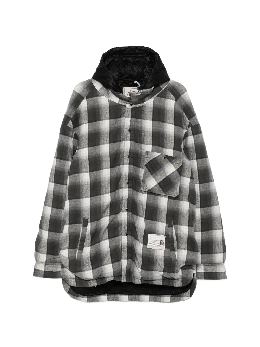 Maison MIHARA YASUHIRO chamarra con capucha y motivo de cuadros - negro