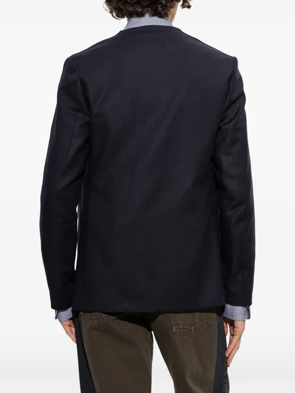 Maison Margiela blazer de lana sin cuello - Azul - imagen 4