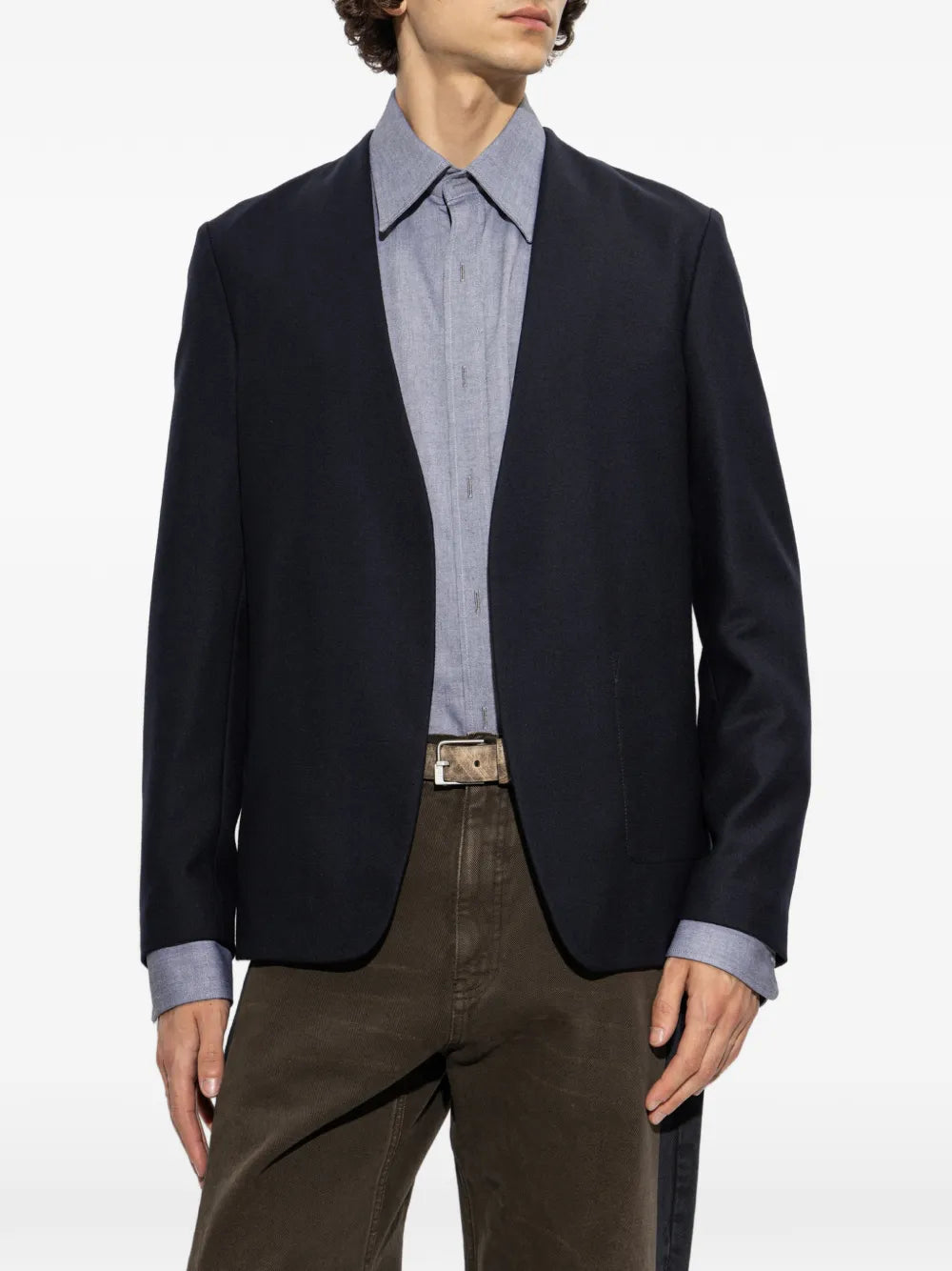 Maison Margiela blazer de lana sin cuello - Azul - imagen 3