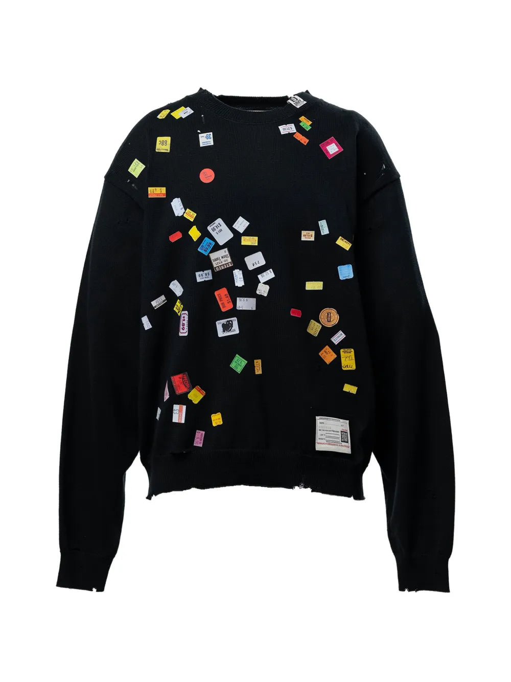 Maison MIHARA YASUHIRO jersey de punto con estampado Price Tag Sticker - negro