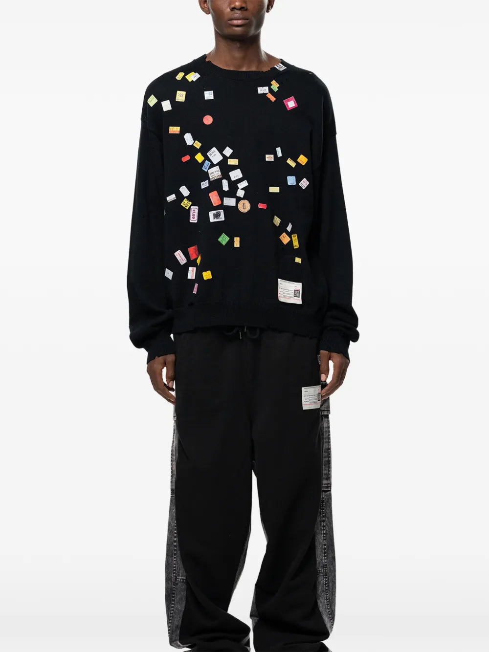 Maison MIHARA YASUHIRO jersey de punto con estampado Price Tag Sticker - negro