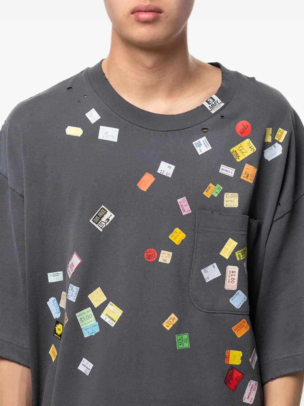 Maison MIHARA YASUHIRO camiseta con efecto envejecido - negro